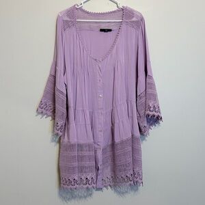 Roaman's Lilac Lace Detail Tunic